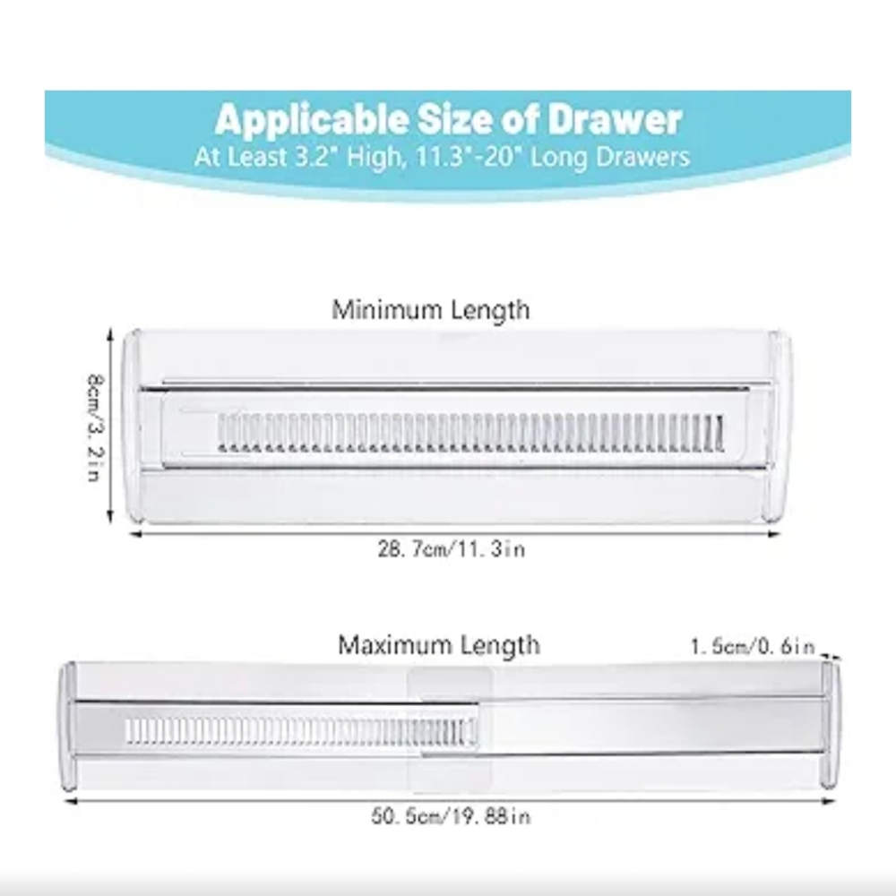 NWT, Adjustable Drawer Organizer Divider, Set of 2